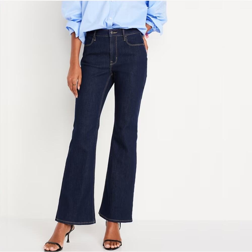 Old Navy High Rise Wow Flare Jeans Dark Wash High Waist Jeans Flared Size 8